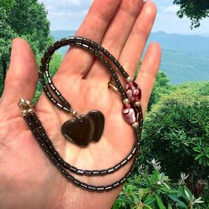 Handmade Necklace Black Hematite Heart Pendant